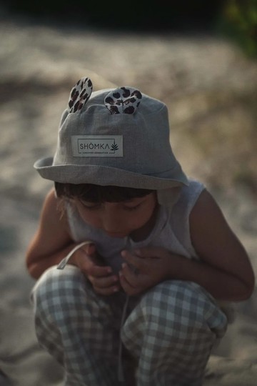 豹紋小熊漁夫帽