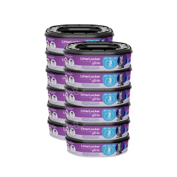 加拿大Litter Genie 第四代貓咪鎖便桶 多層鎖臭塑膠袋匣(八角形) 12入 ▲有專利正品，才能鎖住異味▲