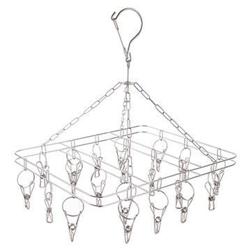 HK 不鏽鋼長方形曬衣架 20夾  360°C旋轉卡扣鎖止結構  加粗  C7743  1個