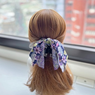 長尾蝴蝶結鯊魚夾抓夾相交夾髮夾髮飾頭飾-萬花紫色