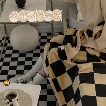 雙面絨！午睡毯薄款牛奶絨蓋毯秋冬法萊絨披肩毯子復古沙發毯2米