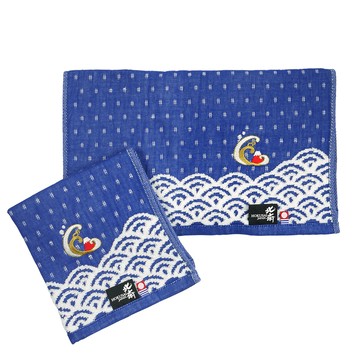 日本丸真 北齋新和風今治毛巾 神奈川沖浪 藍_廠商直送