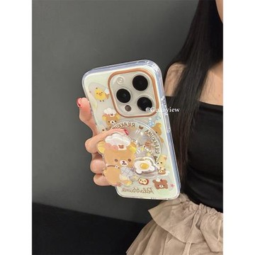 guanview ins可愛烹飪煎雞蛋小熊磁吸殼適用iphone15promax蘋果16手機殼14雙層13卡通輕松熊12pro防摔16pro套