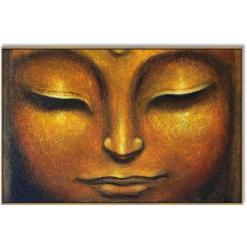 金色佛像牆藝術面部繪畫禪宗冥想裝飾大型精神藝術