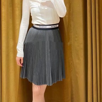 2022學院風S-LOGO腰帶百褶半身裙女SFPJU00769