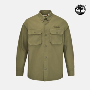 Timberland官方旗艦 男款灰綠色寬版長袖襯衫外套|A5SKU590
