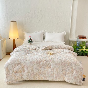 LoveCity 寢城之戀 黑金科技石墨烯超保暖針織氣質蕾絲玉米纖維可水洗雲朵冬被  花田貓語  210 x 180cm