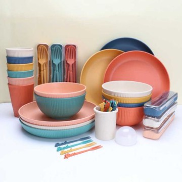 環保材質歐式餐具刀叉勺筷碗碟水杯套裝高顏值戶外露營野餐不易碎