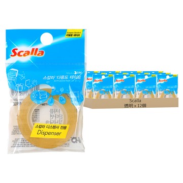 Scalla 多用途玻璃紙膠帶補充包 12mm x 30m  透明  12個