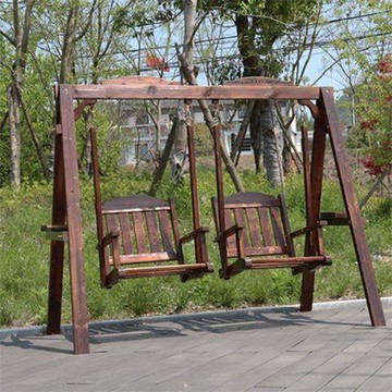 附發票/免運 鞦韆 吊椅 庭院椅 戶外椅 碳化防腐木秋千 戶外庭院雙人秋千吊椅 室外陽臺花園秋千搖椅工廠現貨直銷 售後保障 全館九折 店長新品推薦 5m1114