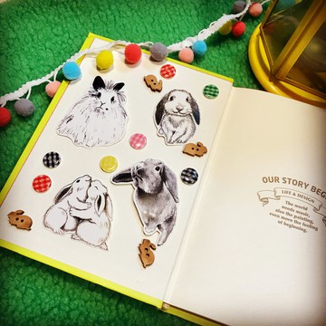 李湘湘Xiang Xiang。手繪風格 素描 兔子貼紙 大兔子們4入