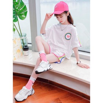女童夏裝運動套裝時髦洋氣新款大童兒童女孩衣服運動裝短褲t恤潮