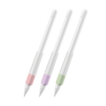 AHAStyle Apple Pencil 手感升級防滑升級 矽膠雙色果凍握筆套 粉+紫+綠 (三組入)