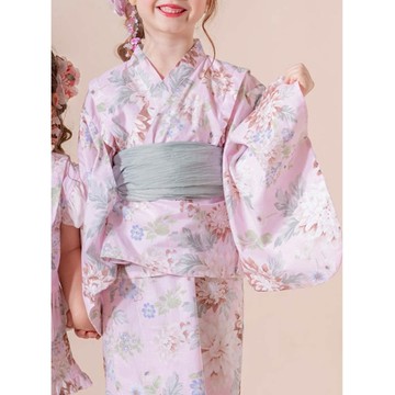 日本 Catherine Cottage - 夢幻2way純棉兵兒帶浴衣(可當洋裝)-歐風花卉-粉紅