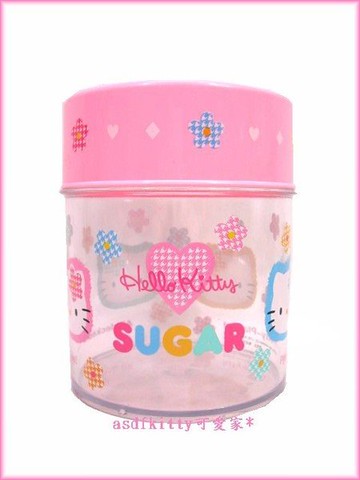 asdfkitty可愛家☆二手商品出清(9.9成新)-KITTY千鳥格收納罐/置物罐/收納筒-1997年出品-日本製