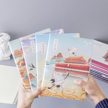 B5膠套本國潮筆記本子加厚古風大本子16K可愛小清新女中國風學生