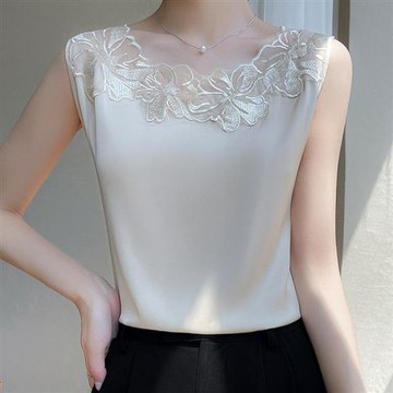 【巴黎精品】緞面背心無袖馬甲-蕾絲繡花西裝內搭女上衣3色a1be5