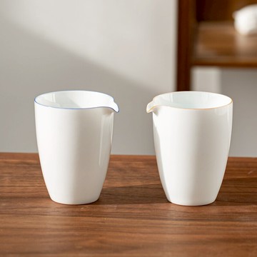 甜白瓷公道杯景德鎮羊脂玉陶瓷分茶器倒茶公杯功夫茶具配件茶海