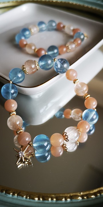 海洋之星TC-456-271~海水藍寶.粉兔毛.橙月光