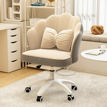 【輕奢靠背】化妝椅 化妝凳 梳妝凳 臥室椅 梳妝檯凳 家用椅 高密度海綿 金屬細腿 絨面軟包 女生臥室梳妝區 提升家居格調