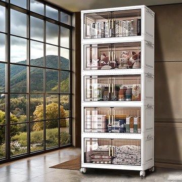 Mr.box 50面寬摺疊雙開門五層收納櫃-附滑輪 兩色可選