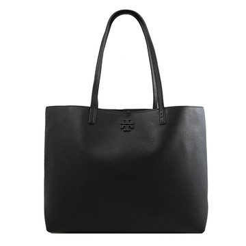 TORY BURCH 152221 Mcgraw 經典LOGO荔枝皮革肩背大托特包.黑