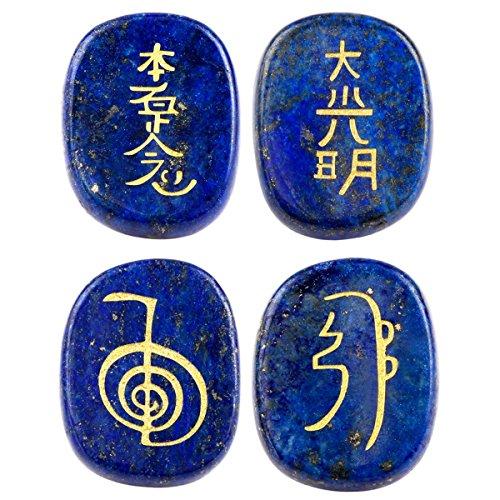 mookaitedecor Chakra Stones With EngravedシンボルPolished Palm Stone forレイキCrys