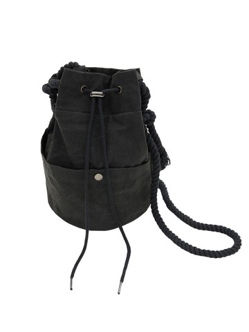 Waxed Cotton Hippie Cross-body Bag [Black]