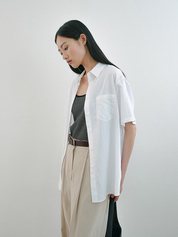 Relaxed Fit Half Sleeve Shirt - White