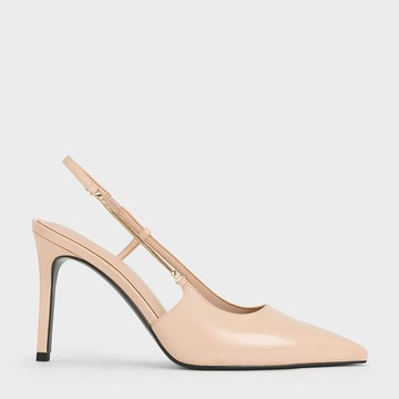 尖頭鍊條裸跟鞋