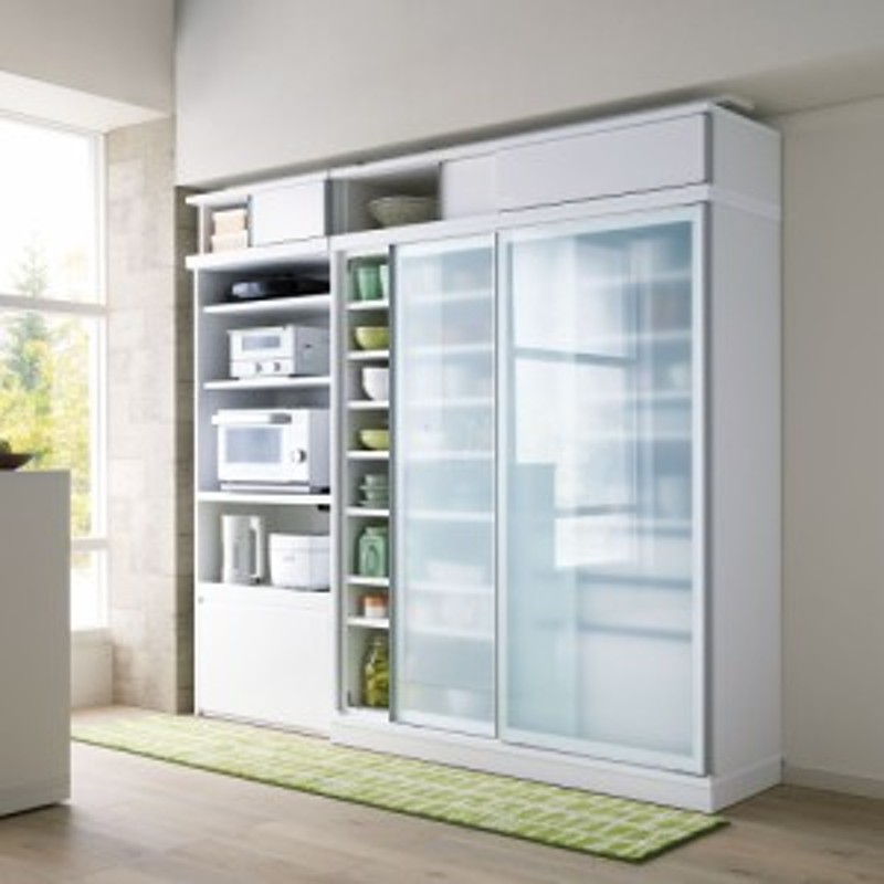 家具 収納 キッチン収納 食器棚 キッチンストッカー 食品ストッカー 大型パントリーシリーズ スライド収納庫 ガラス扉 幅148cm 通販 Lineポイント最大6 0 Get Lineショッピング