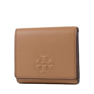 TORY BURCH THEA 荔枝紋釦式三折短夾-提拉米蘇