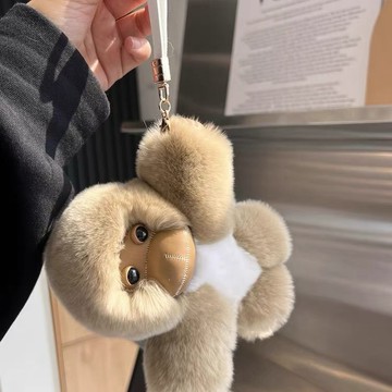 🥇臺中店/免運🥇小猴子獺兔毛絨包包掛件玩偶可愛公仔鑰匙扣仿皮草書包汽車掛飾TQOHG