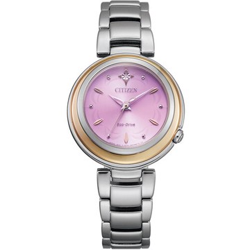 CITIZEN 星辰錶 L 系列 光動能星之奇蹟時尚腕錶(EM0588-81X)-30mm-紫面鋼帶【刷卡回饋 分期0利率】【APP下單點數13倍送】