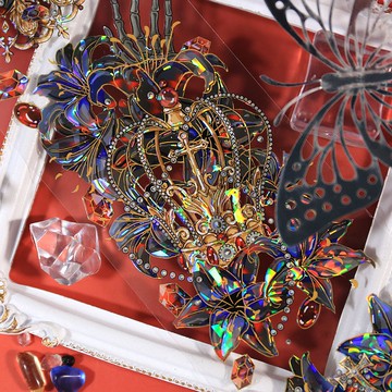 百合之冠 (殤) PET 紙膠帶 貝殼光 鐳射金銀 銀河光 10米卷 2米卷