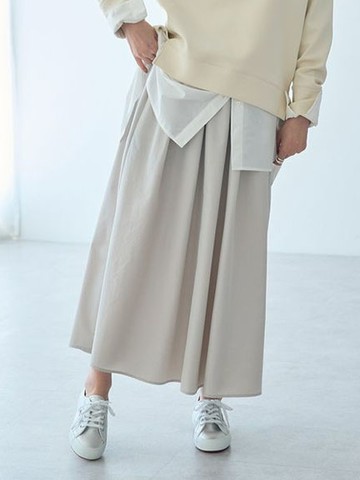 素面/金屬銀鬆緊腰設計百褶長裙(07000290500) - YECCA VECCA