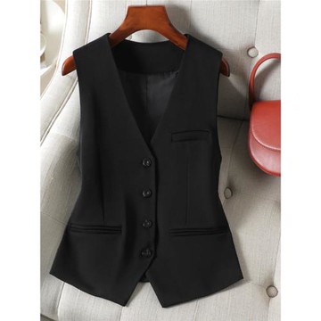 V領短款馬甲女2025春秋新款單排扣顯瘦職場設計感內搭馬夾外穿潮