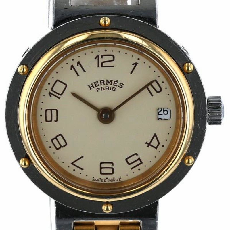 HERMES エルメス クリッパー プロフィール デイト 2針 腕時計