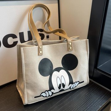 大容量包包女秋冬新款時尚卡通帆布包百搭單肩托特包媽咪包手提袋