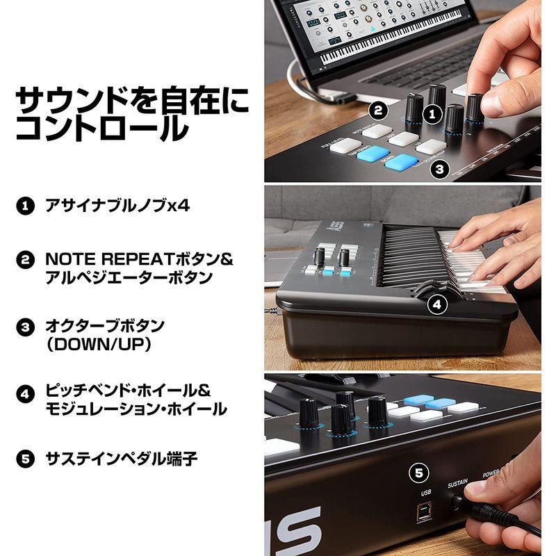 Alesis USB MIDIキーボードコントローラー 49鍵ベロシティ対応FULL LEVELモード対応の8 つのドラムパッド、アルペジエ