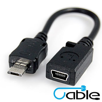 Cable USB2.0訊號轉接線Micro USB(公)-Mini USB(母) 8CM