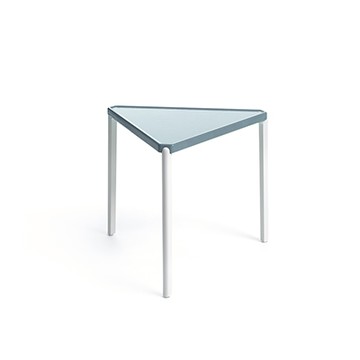 Tambour 三角邊几（藍桌面、白桌腳）