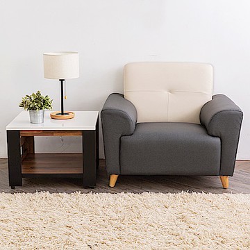 時尚屋 畢維斯單人座雙色實木骨架貓抓皮沙發 (共2色)臺製/免運免組