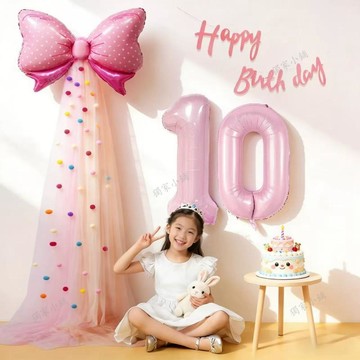 💖臺灣-出貨💖生日場景佈置裝飾10兒童數字 2快樂小女孩氛圍儀式感公主道具08Lw