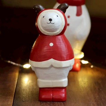 T-Lab. 聖誕限定 擺飾 木質  北極熊馴鹿 白色 + 紅色  4.2 x 3.7 x 8.8cm  1個