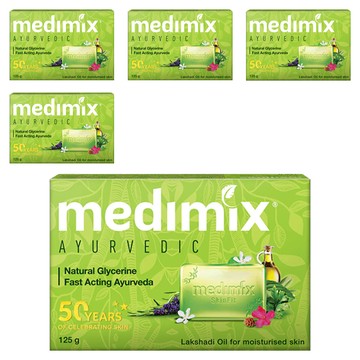 Medimix 綠寶石皇室藥草浴 美肌皂 阿育吠陀古法 草本精華 適合各種膚質  125g  5個