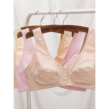 中老年人前扣薄款內衣女背心式無鋼圈文胸大碼媽媽胸罩