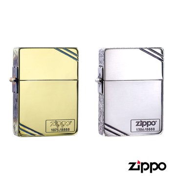 【ZIPPO】ZA-3-167- 1935復刻斜角藤蔓花紋(燻黑金/拋光銀)防風打火機|官方正版|日本設計|限量