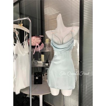 冰島夢境｜法式蕾絲純欲冰絲睡裙女舒適輕薄露背性感吊帶裙睡衣女