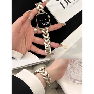 【清倉】軟軟派愛心iwatch11金屬表帶適用蘋果AppleWatchSE3手表